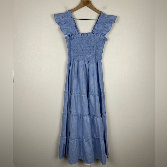 Hill House The Ellie Blue Metallic Nap Midi Dress Size XS - Picture 2 of 7
